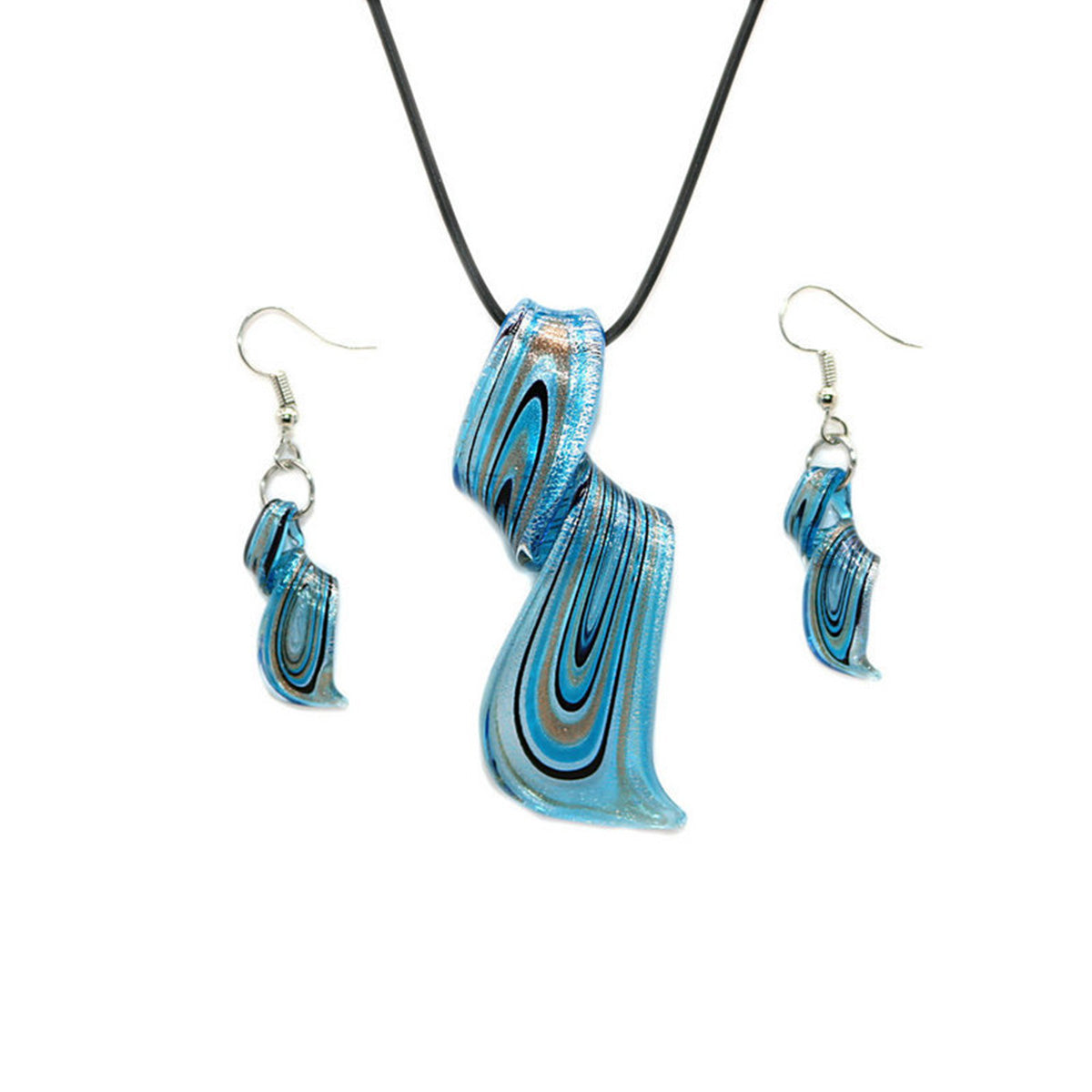 Chinese Style Handmade Spiral Knife Multi-Color Earrings Necklace Set