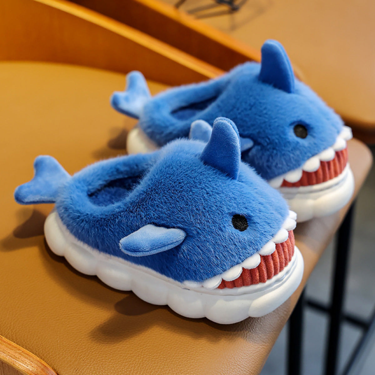 Boys Girls Cartoon Cute Shark Warm Slippers
