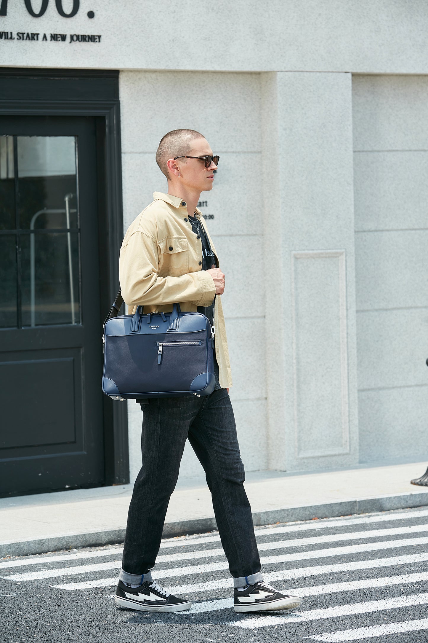 LAPOLAR Bsci Manufacturer High Quality Leather Laptop Bag for Men