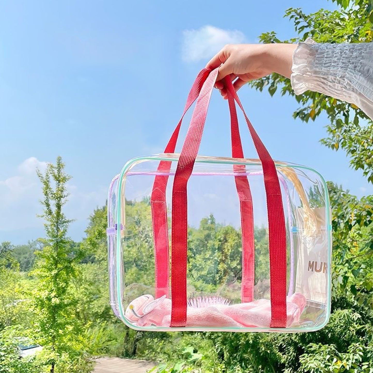 Summer Transparent Makeup Bag for Women Transparent PVC Cosmetics