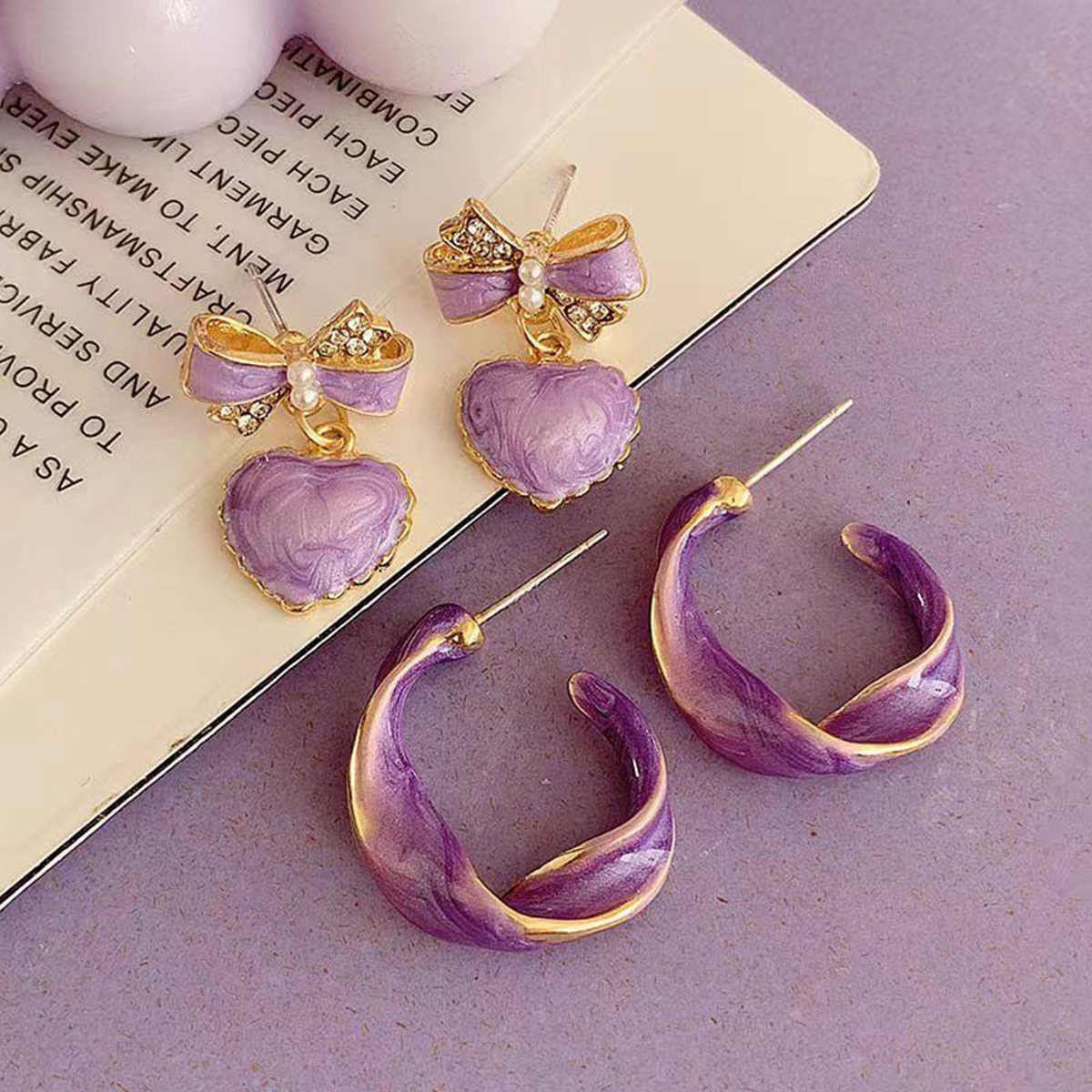 Super Fairy Taro Purple High-End Temperament Earrings