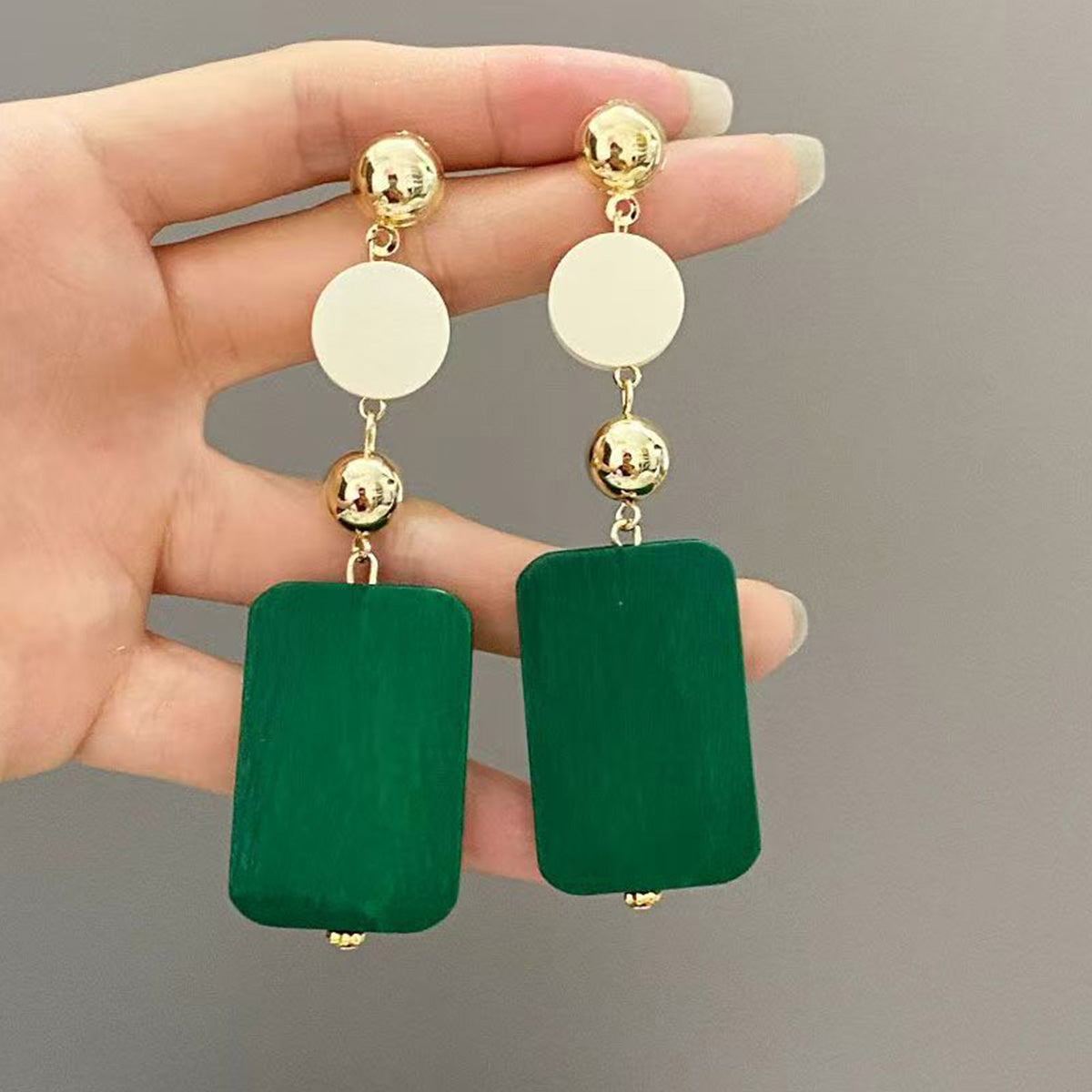 Ladies Retro Long Wooden Earrings