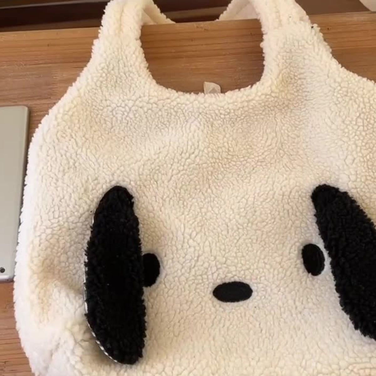 Lambskin Big Ears Bag Plush Dog Shoulder Bag Large Capacity Shopping Bag