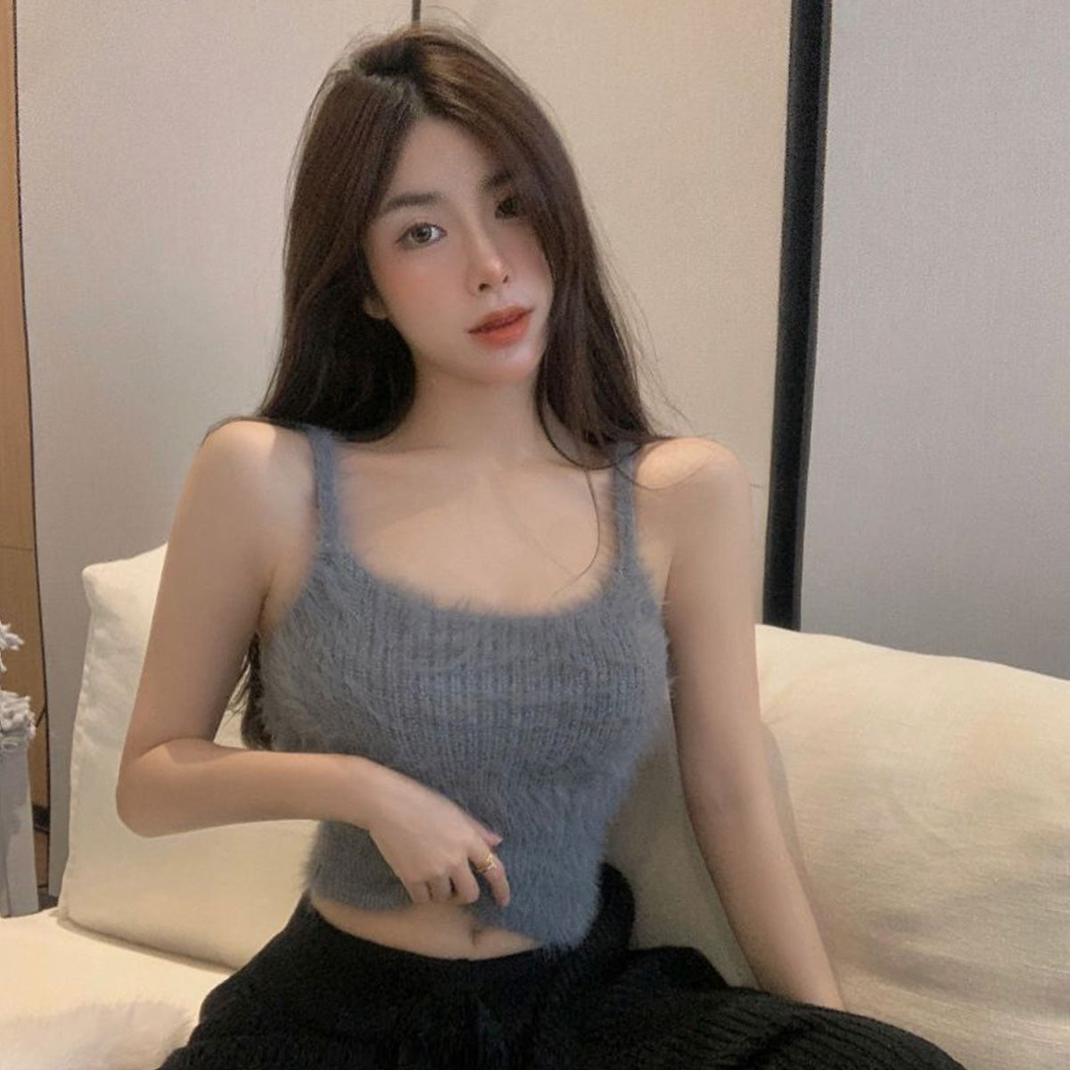 Soft Mink Fur Short Knitted Vest