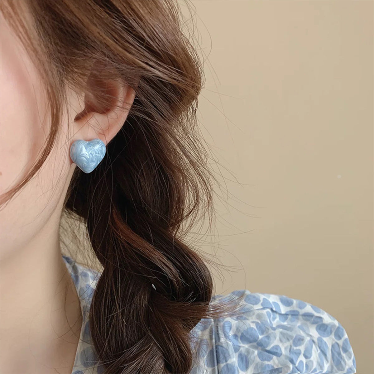 Oil Dripping Love Fashion Heart Earrings