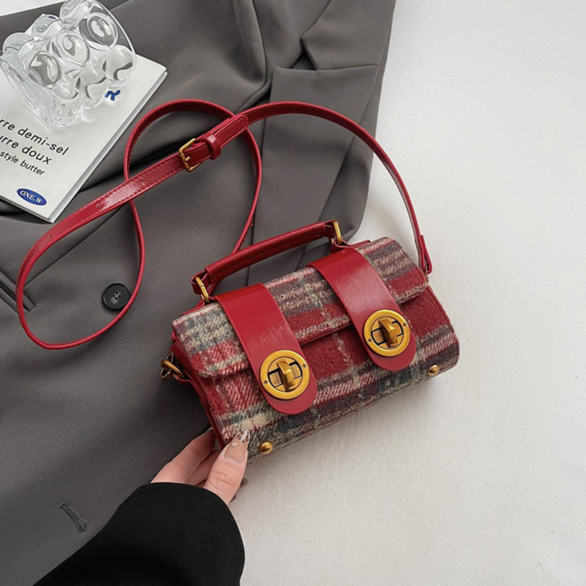 Red Berry Handbag for Women Shoulder Crossbody Small Bag