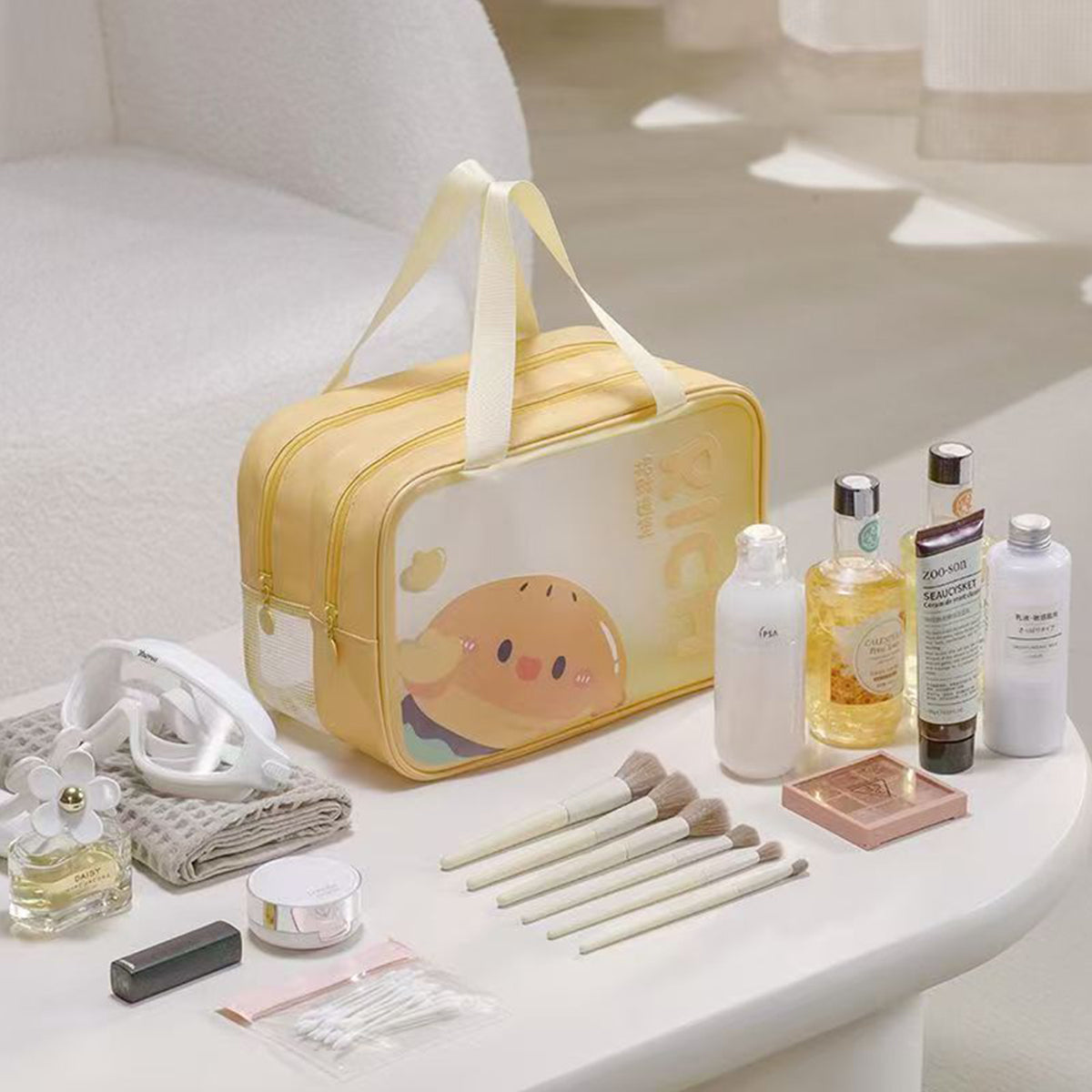 Large Capacity Portable Double-layer Cosmetic Toiletries Storage Bag