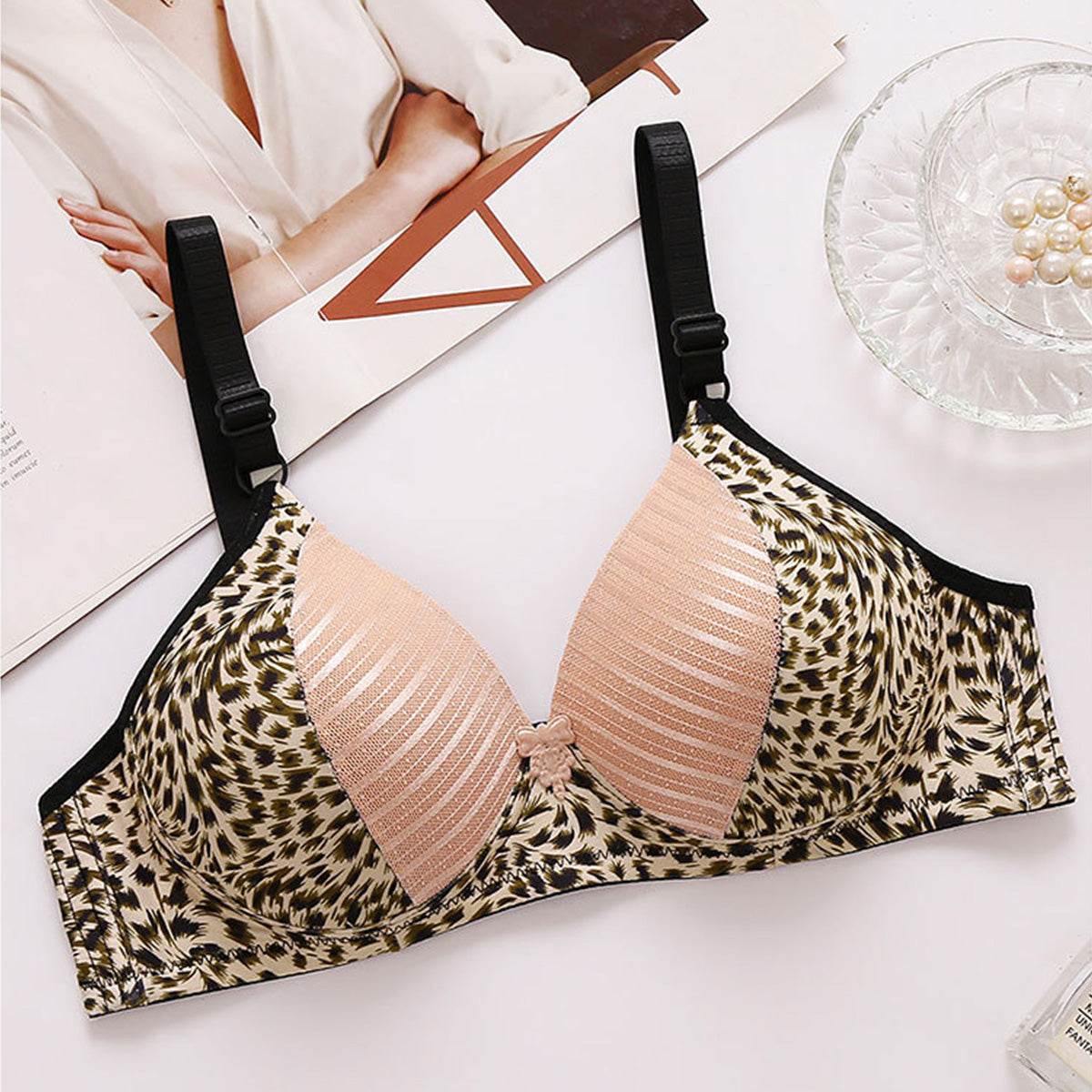 Comfortable Leopard Print Underwire-Free Bra
