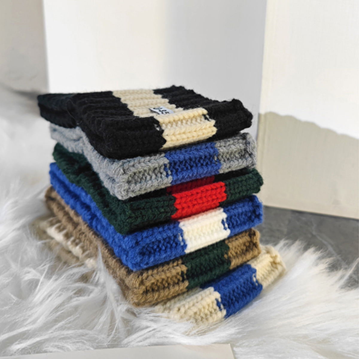 Wide-Brimmed Headband Striped Headband Knitted Headband