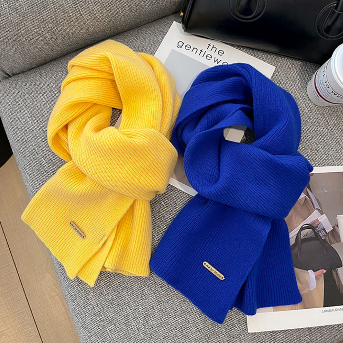 New Knitted Solid Color Small Scarf Thickened Scarf