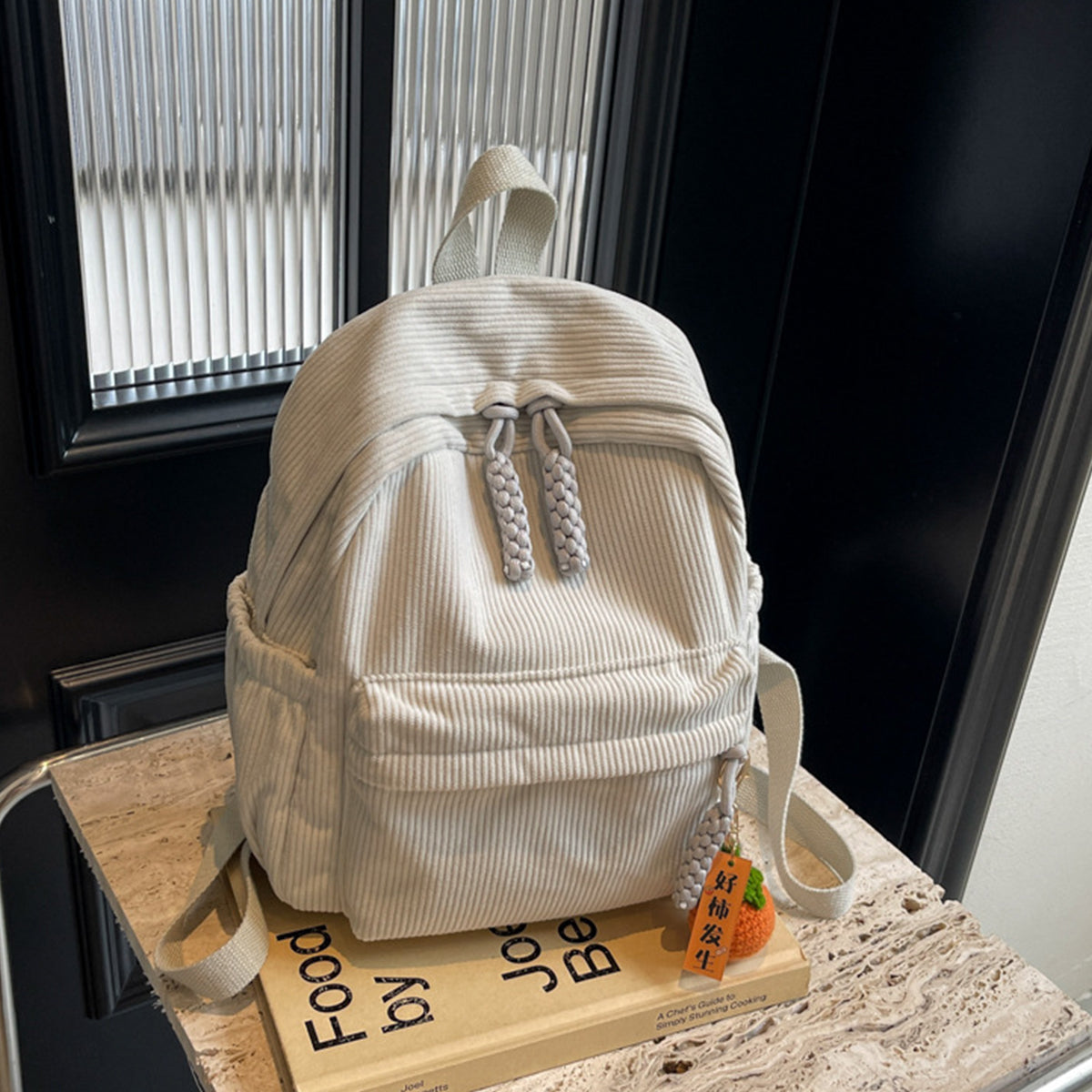 Winter Corduroy Small Backpack Women Casual Backpack