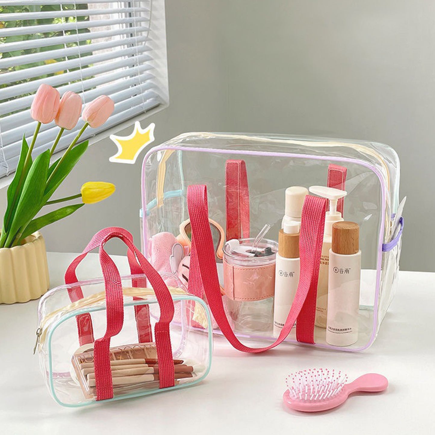 Summer Transparent Makeup Bag for Women Transparent PVC Cosmetics
