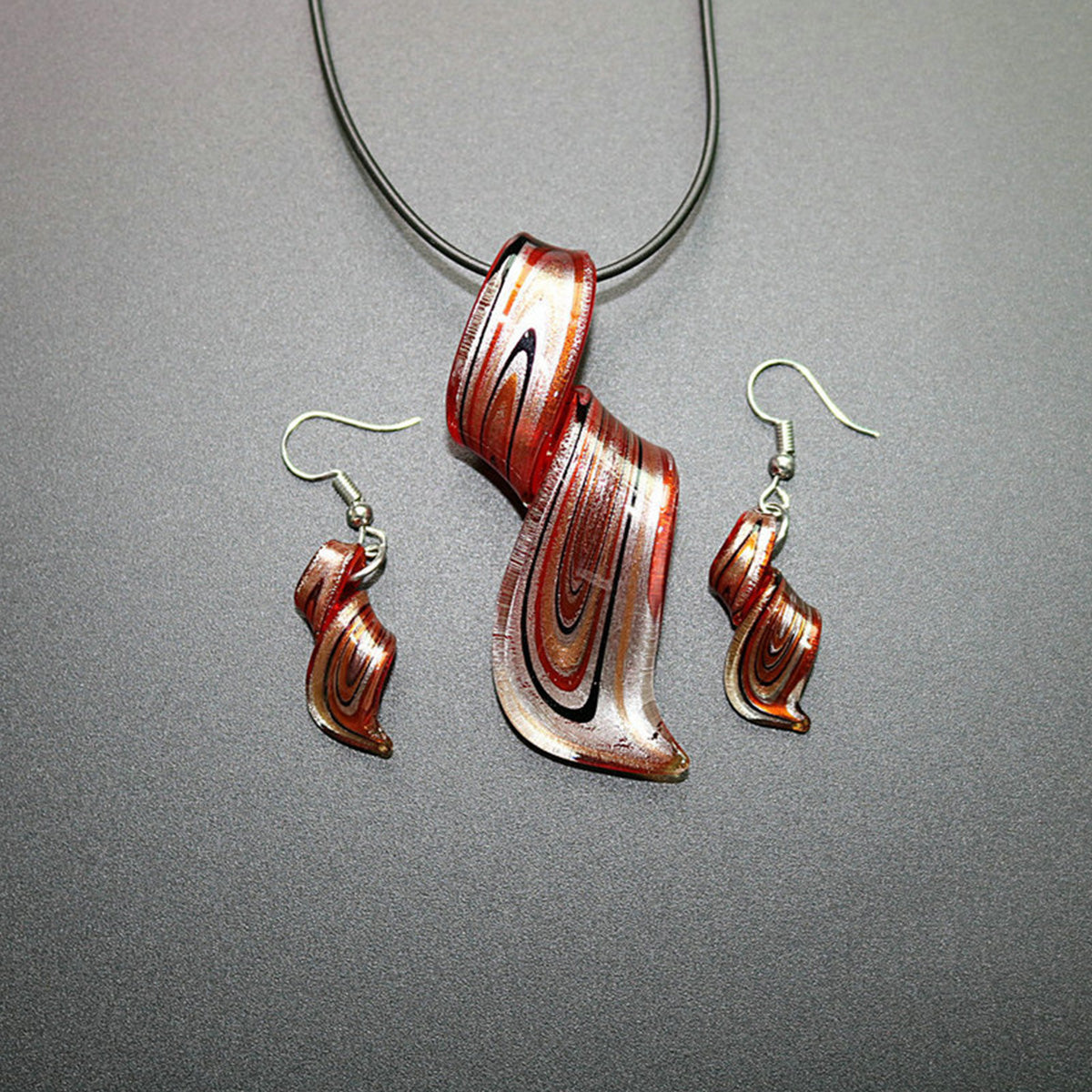 Chinese Style Handmade Spiral Knife Multi-Color Earrings Necklace Set