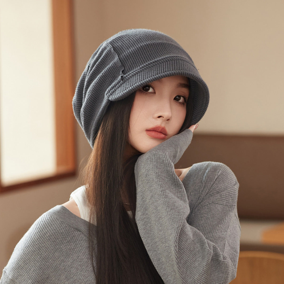 Hat for Women Thin Style Japanese Style Cold Hats Plain Head Hats