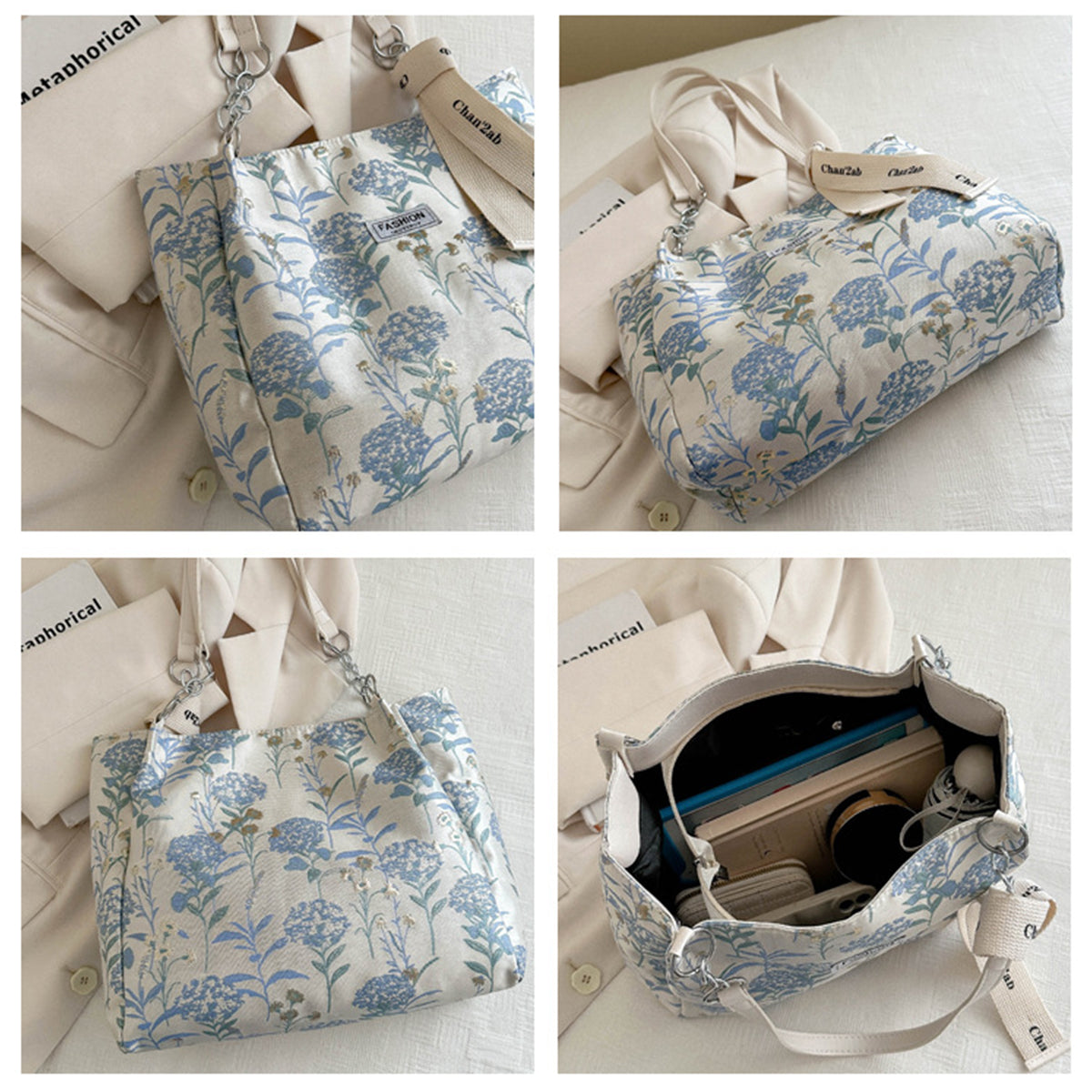 Printed Underarm Canvas Tote Shoulder Bag