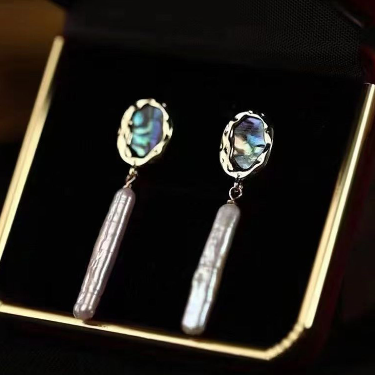 Simple Slender Baroque Opposite-Sex Pearl Earrings
