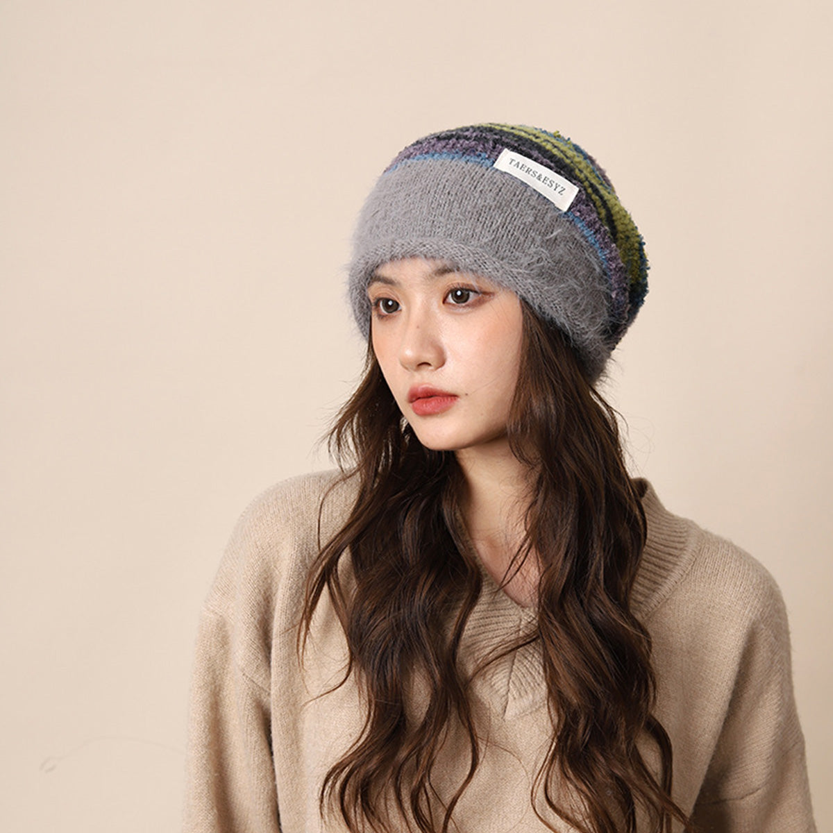Gradient Plush Knitted Hat for Women