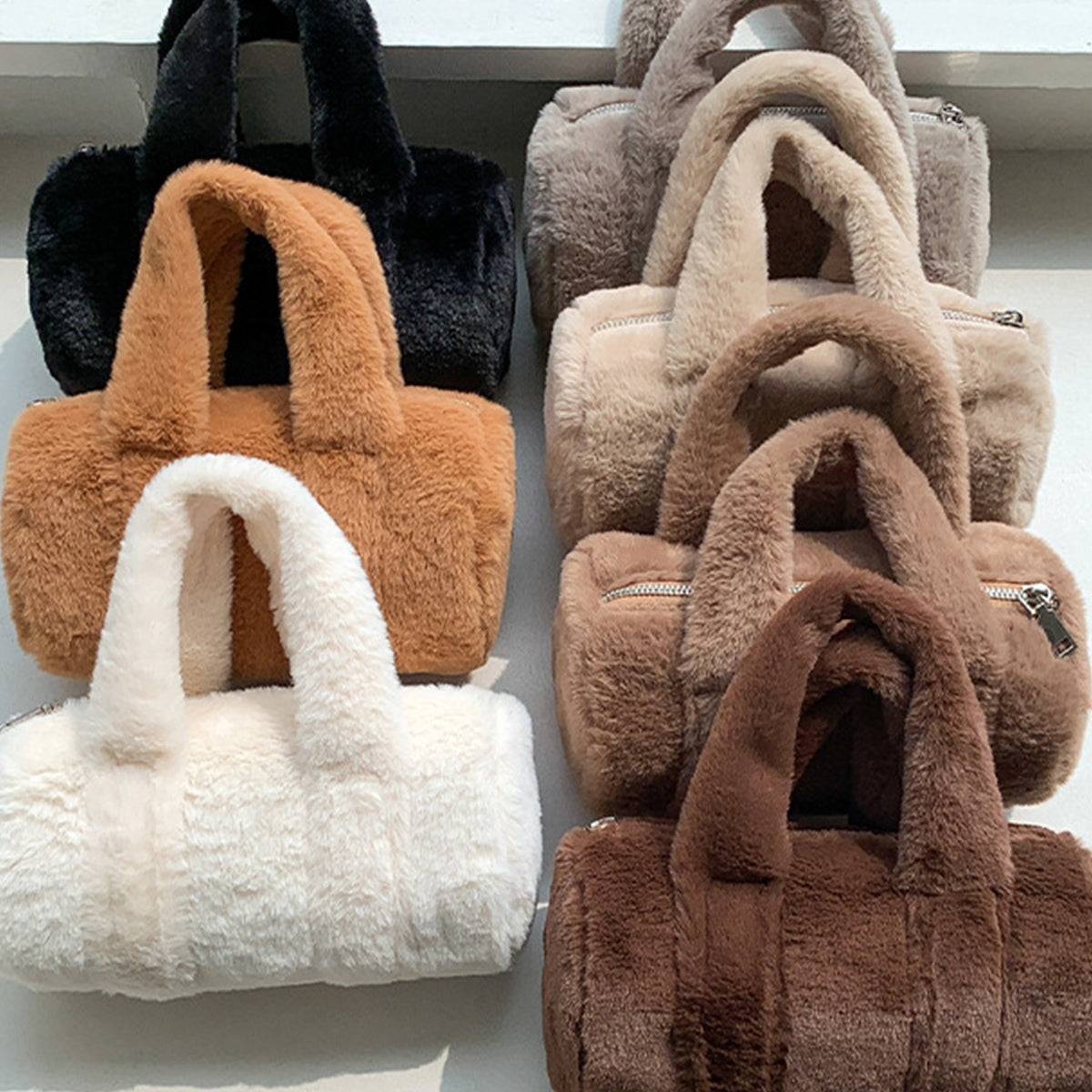 Autumn Winter Cylindrical Handbag Plush Bag