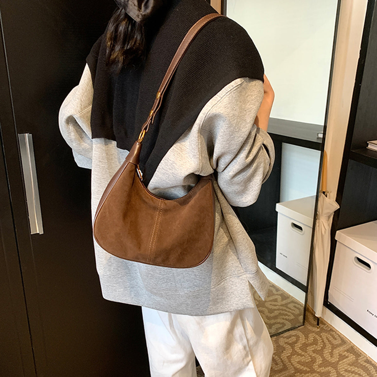 Maillard Retro Frosted One-shoulder Underarm Dumpling Bag