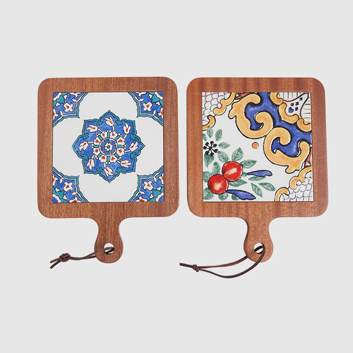 Solid Wood Retro Tile Placemat, Teat Insulation Placemat