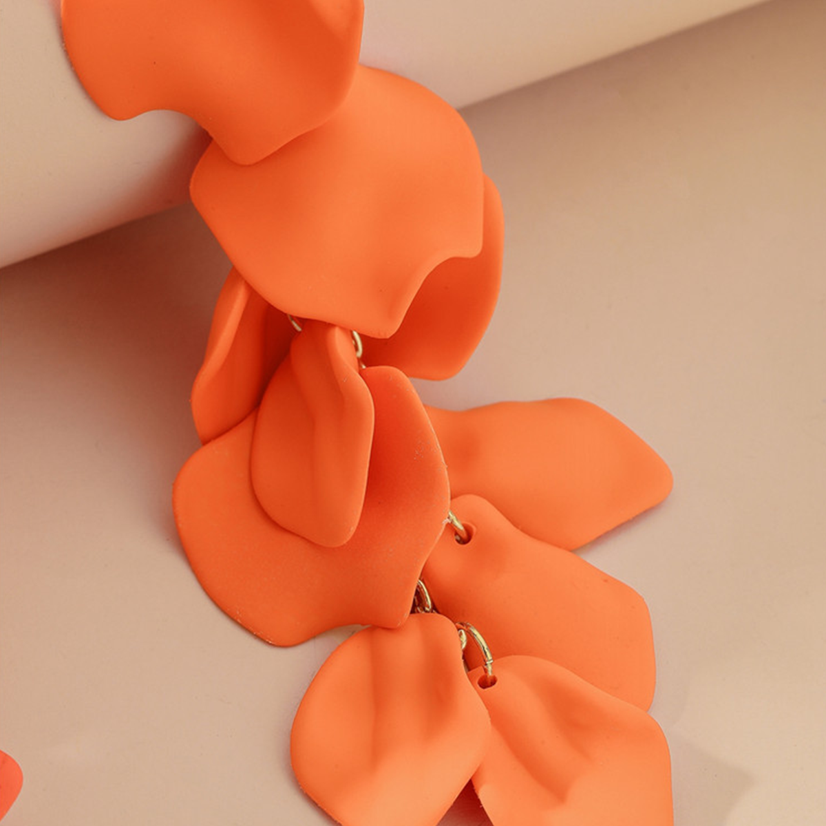 European American Rose Petal Long Tassel Earrings