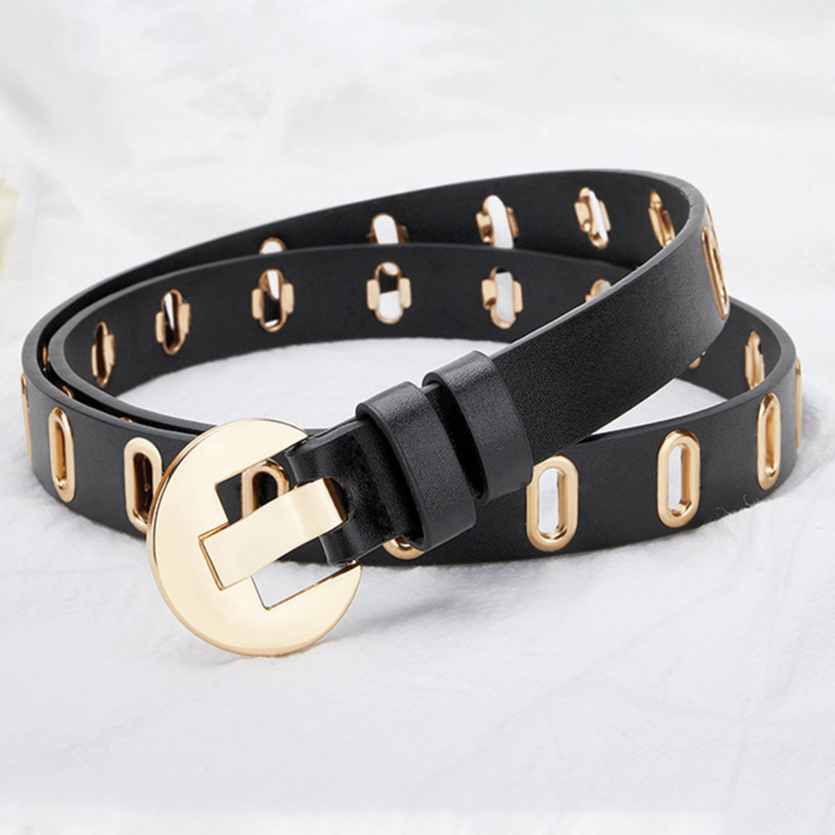 Multi-hole Round Buckle Steam Eyelet Jeans Belt