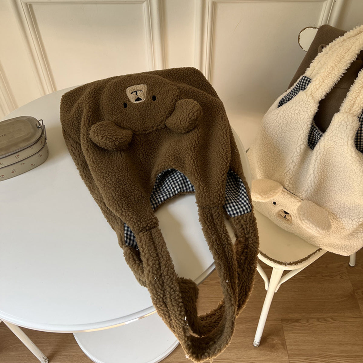 Cute Round-faced Bear Plush Shopping Bag