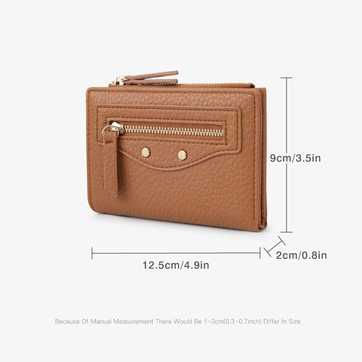 Women zipper Pebbled Compact Wallet
