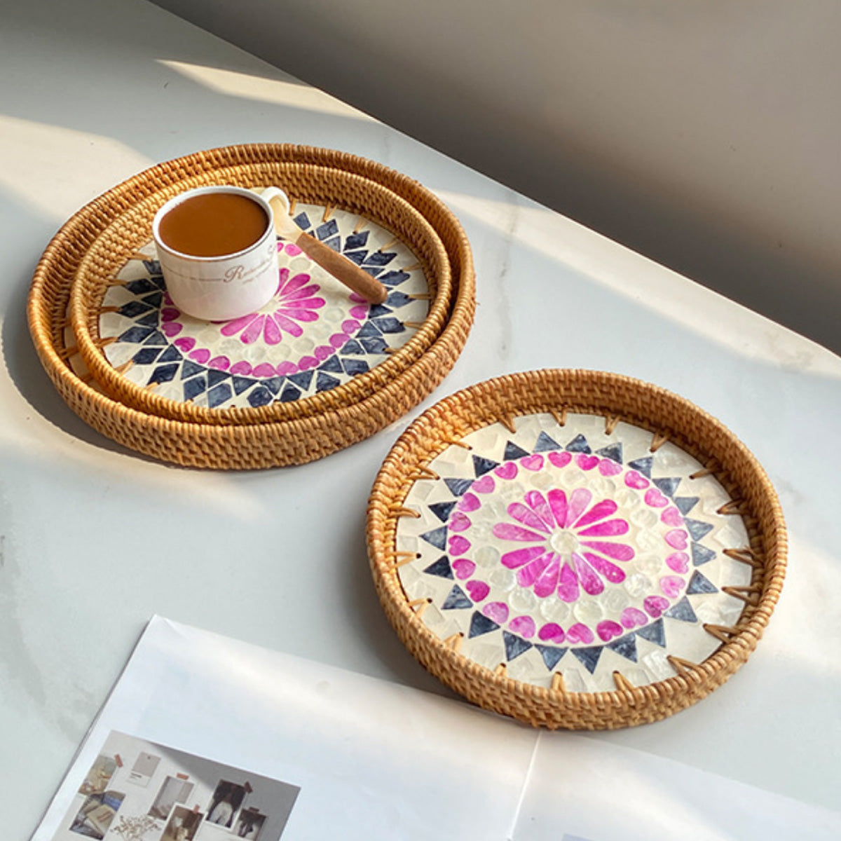 Light Luxury Tray Natural Round Household Shell Tray