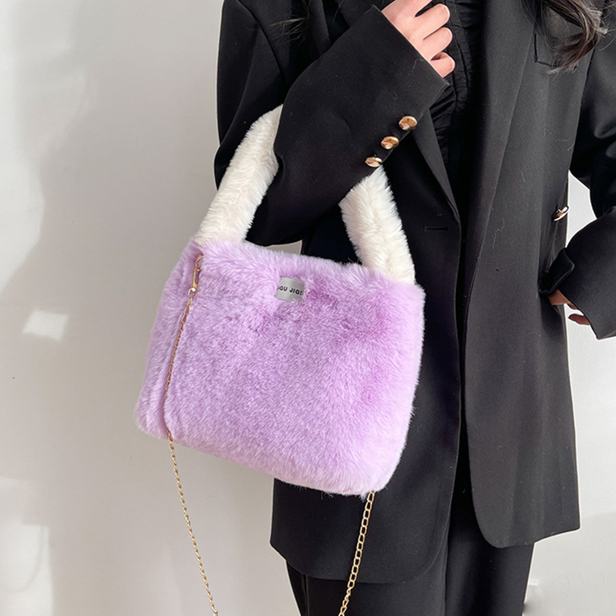 Autumn Winter Crossbody Plush Bucket Bag