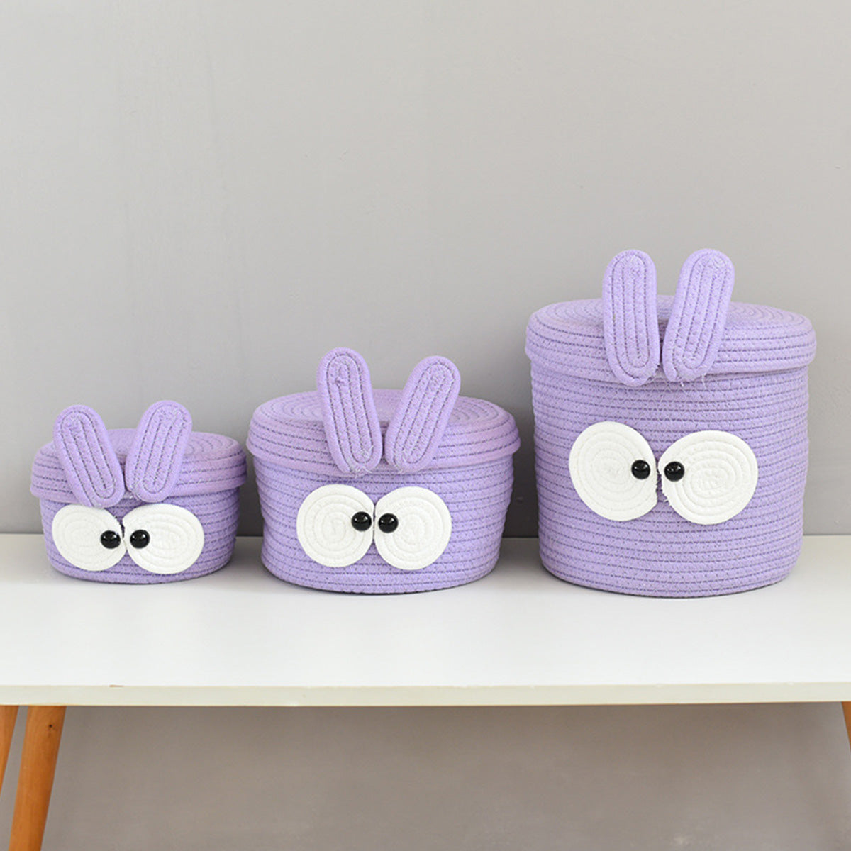 Purple Big Eye Cotton Rope Woven Storage Basket