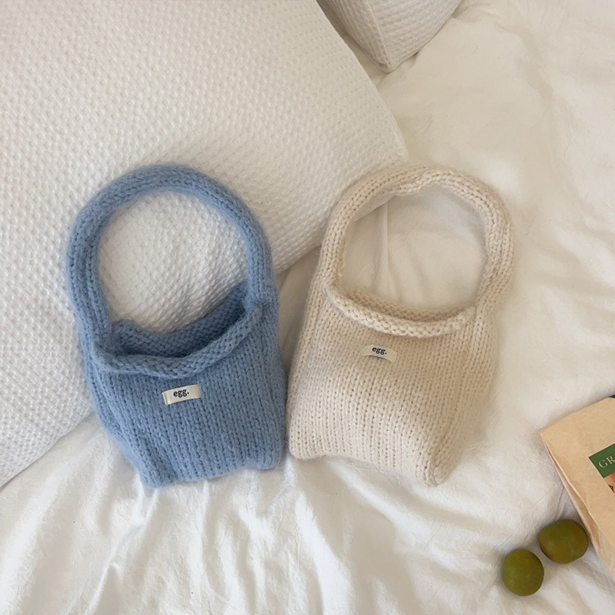 Autumn Winter Wool Knitted Solid Color Handbag