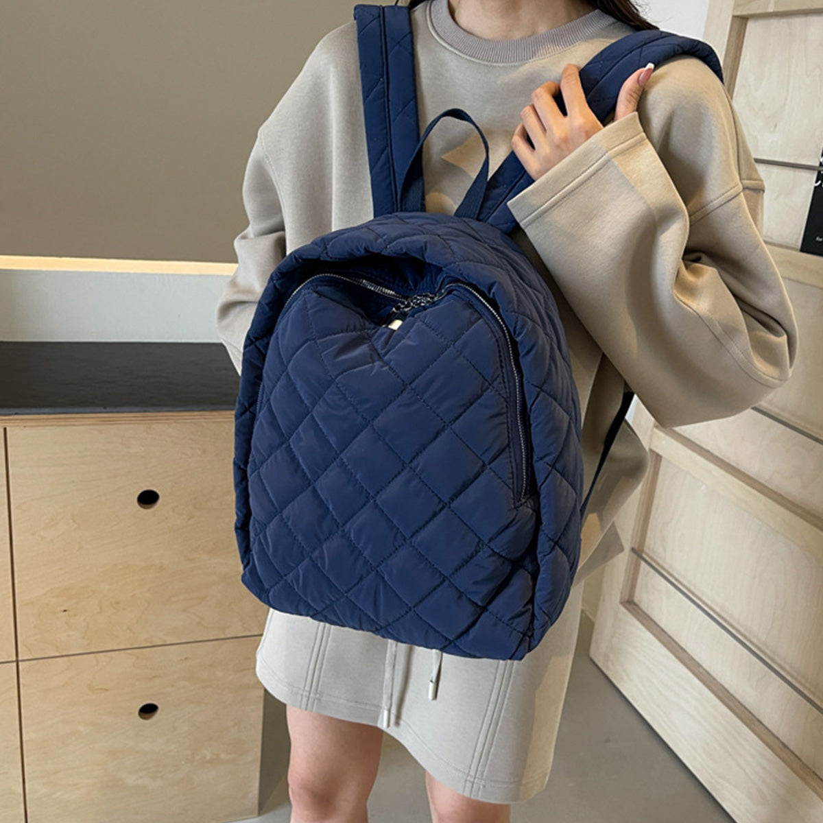 Fashionable Fashionable Cotton-Padded Lightweight Backpack