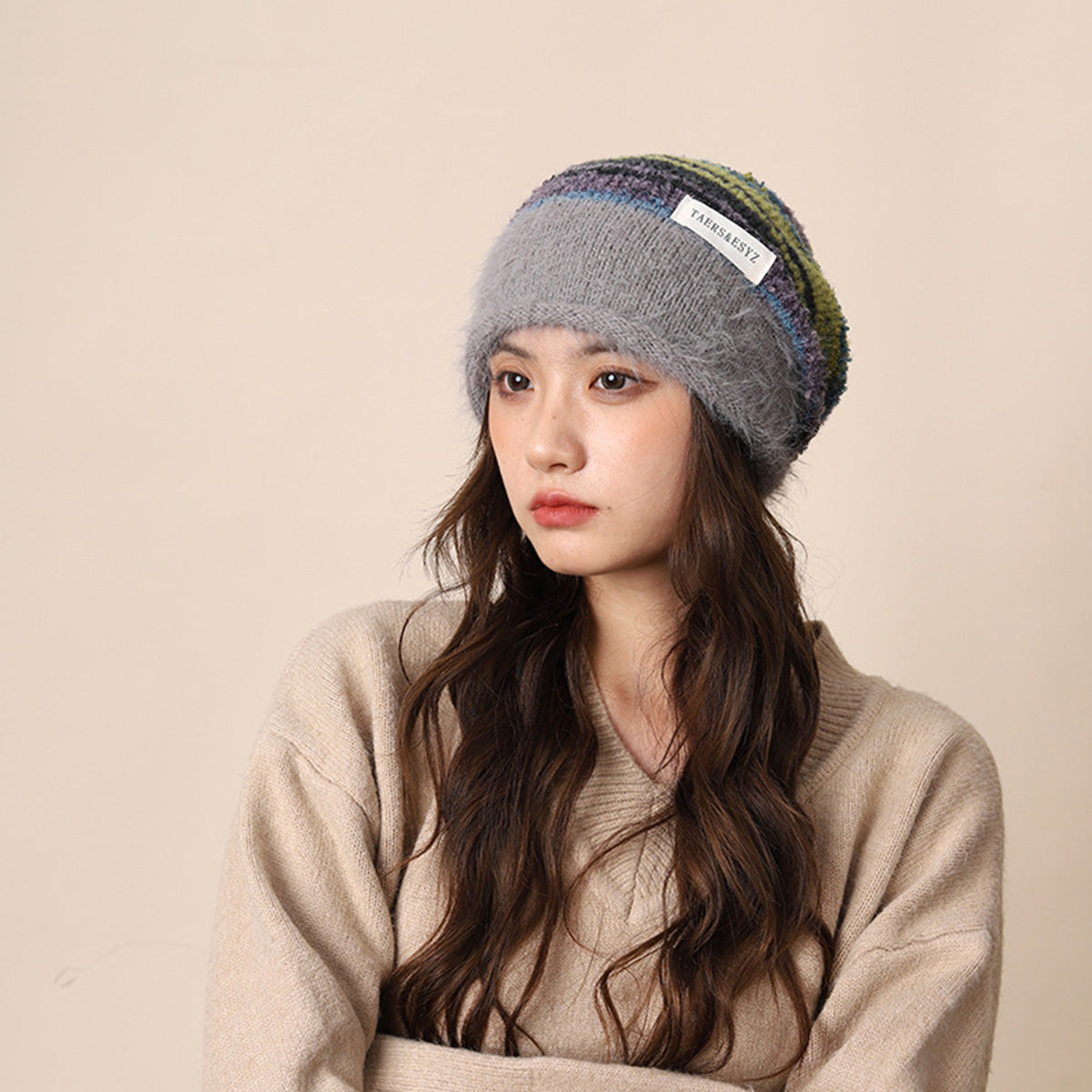 Gradient Plush Knitted Hat for Women