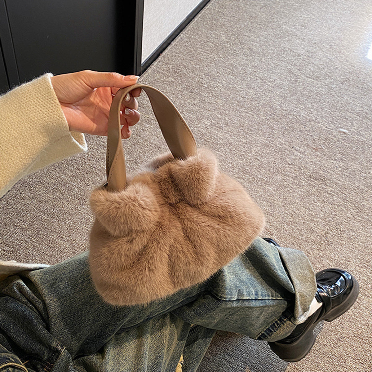 Pleated Plush Bag Handbag Crossbody Bag