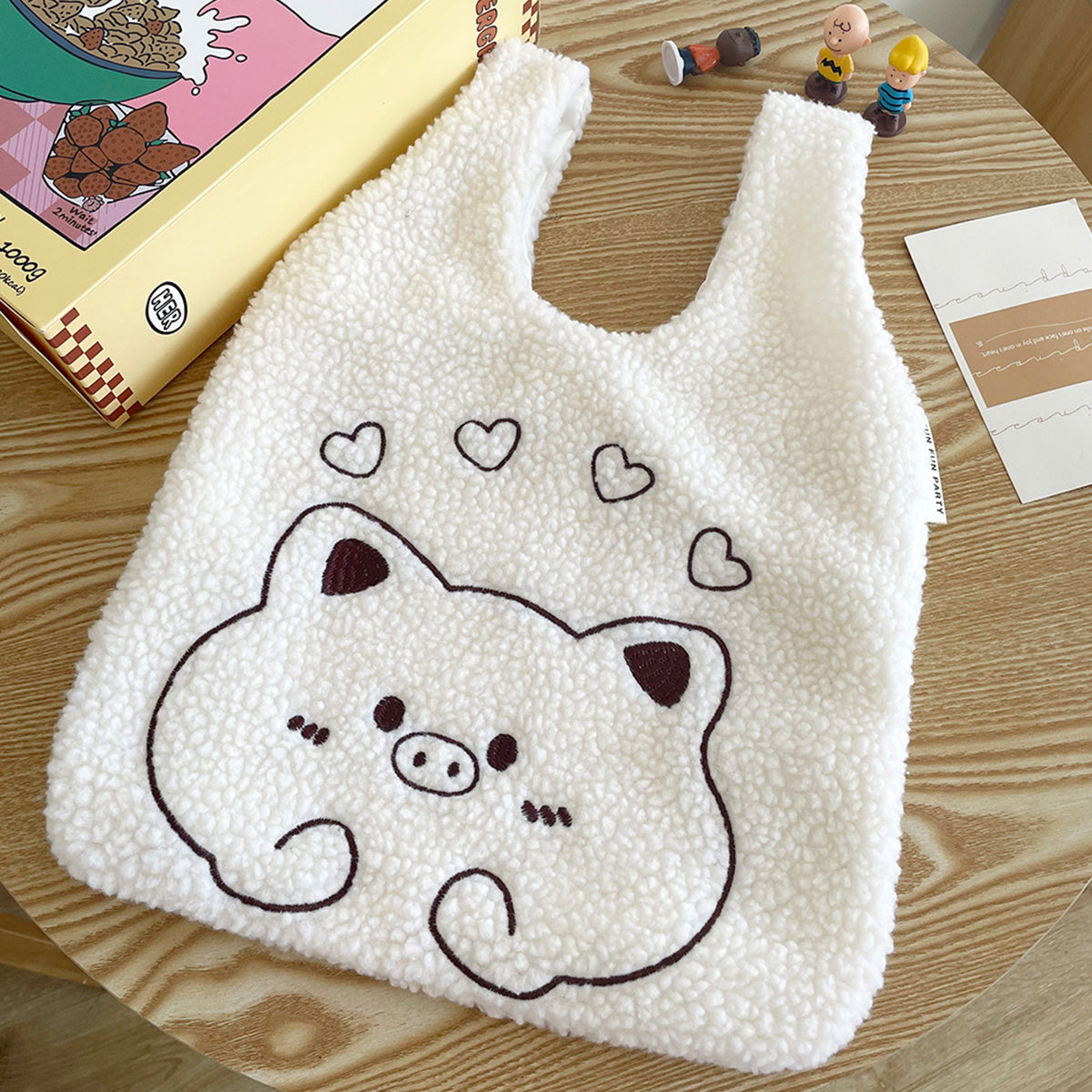 Plush Handbag Embroidered Lamb Wrist Bag
