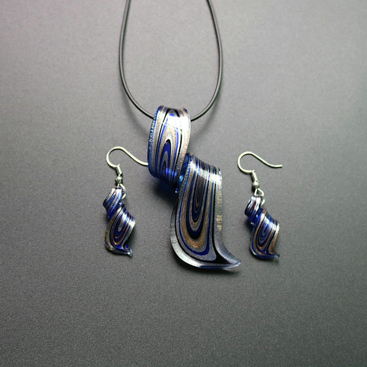 Chinese Style Handmade Spiral Knife Multi-Color Earrings Necklace Set