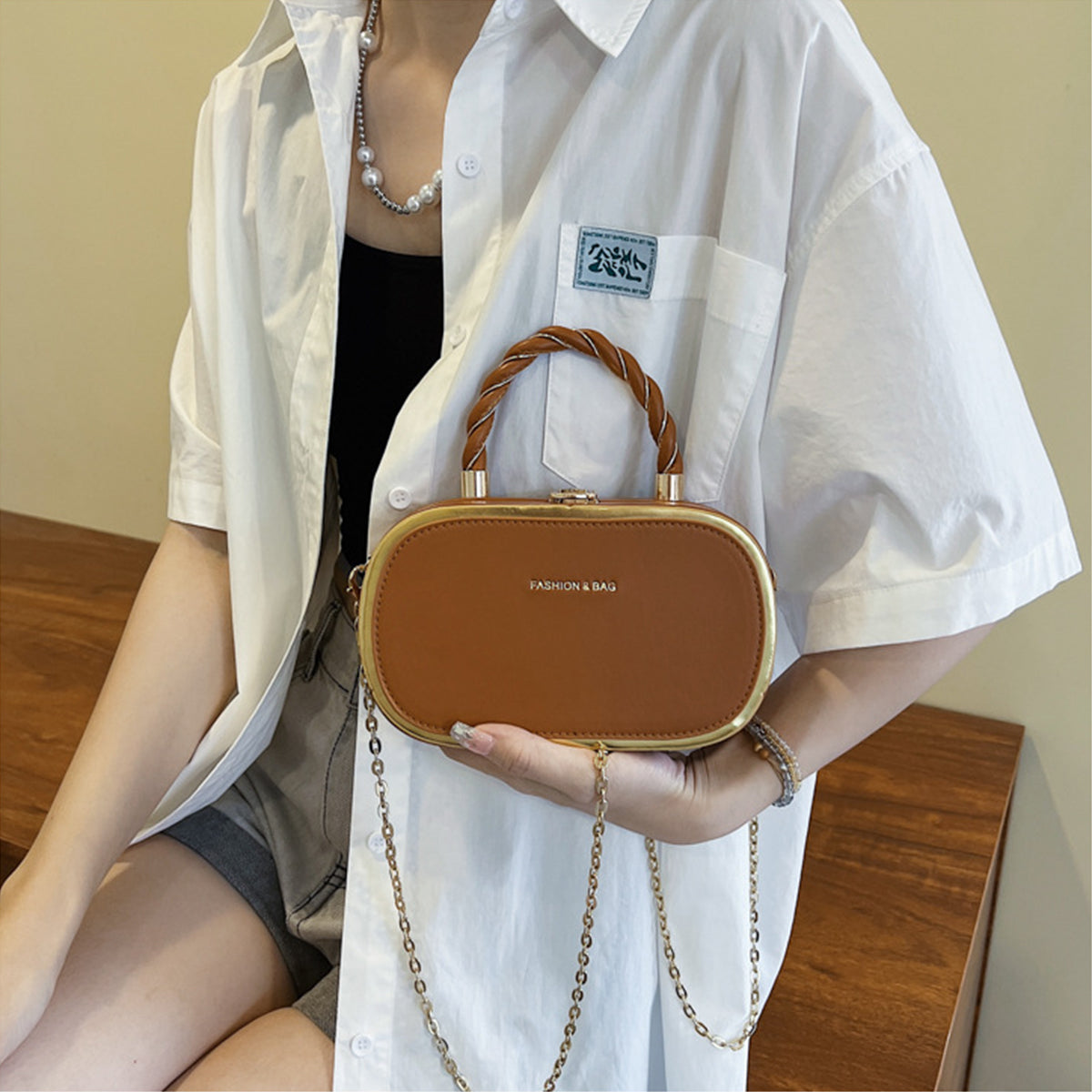 Chain Box Bag Candy Color Crossbody Commuter Bag