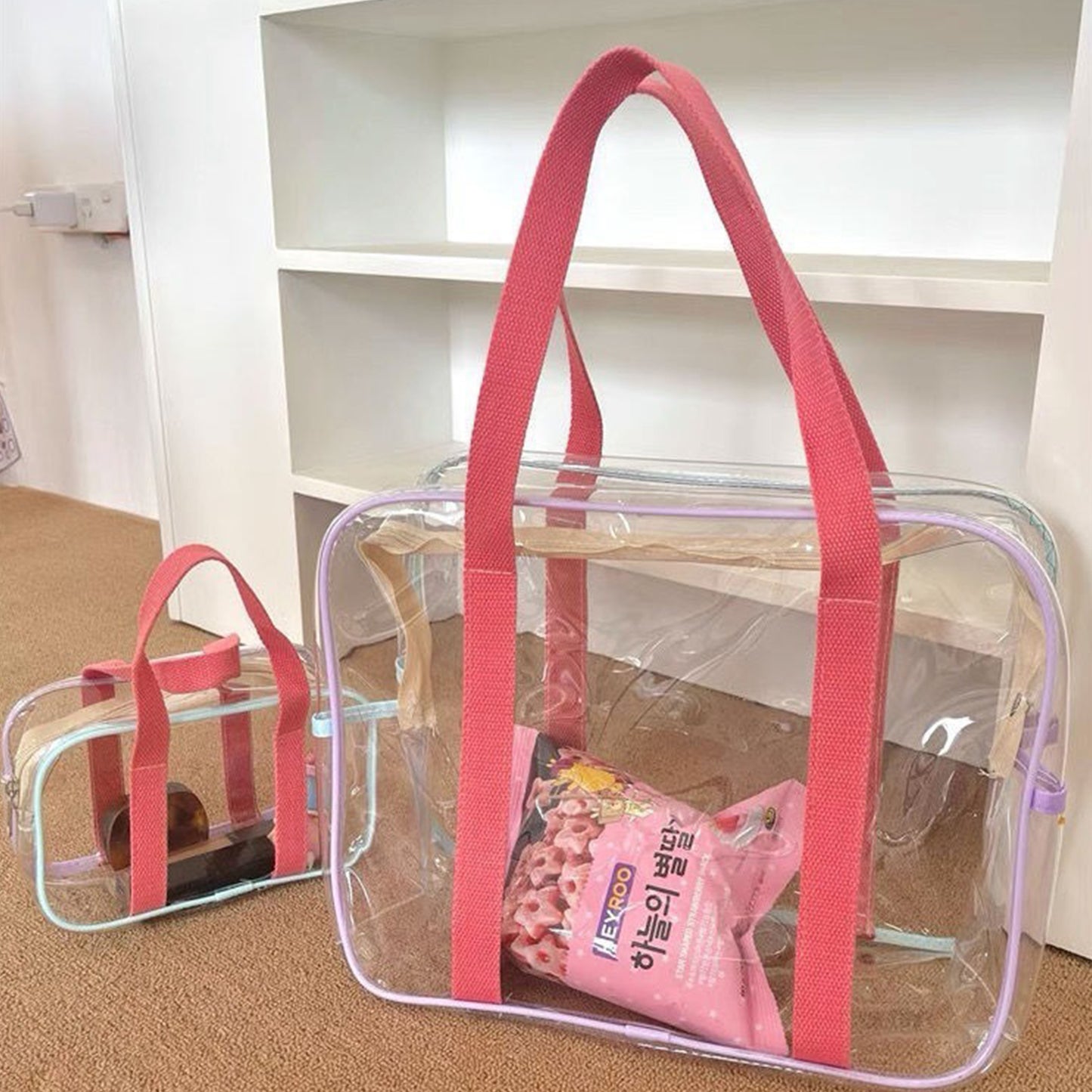 Summer Transparent Makeup Bag for Women Transparent PVC Cosmetics