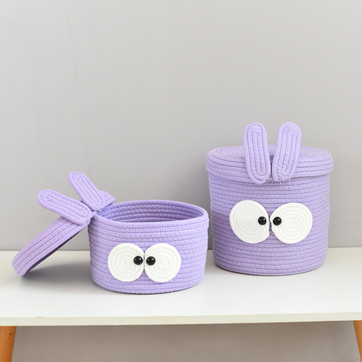 Purple Big Eye Cotton Rope Woven Storage Basket