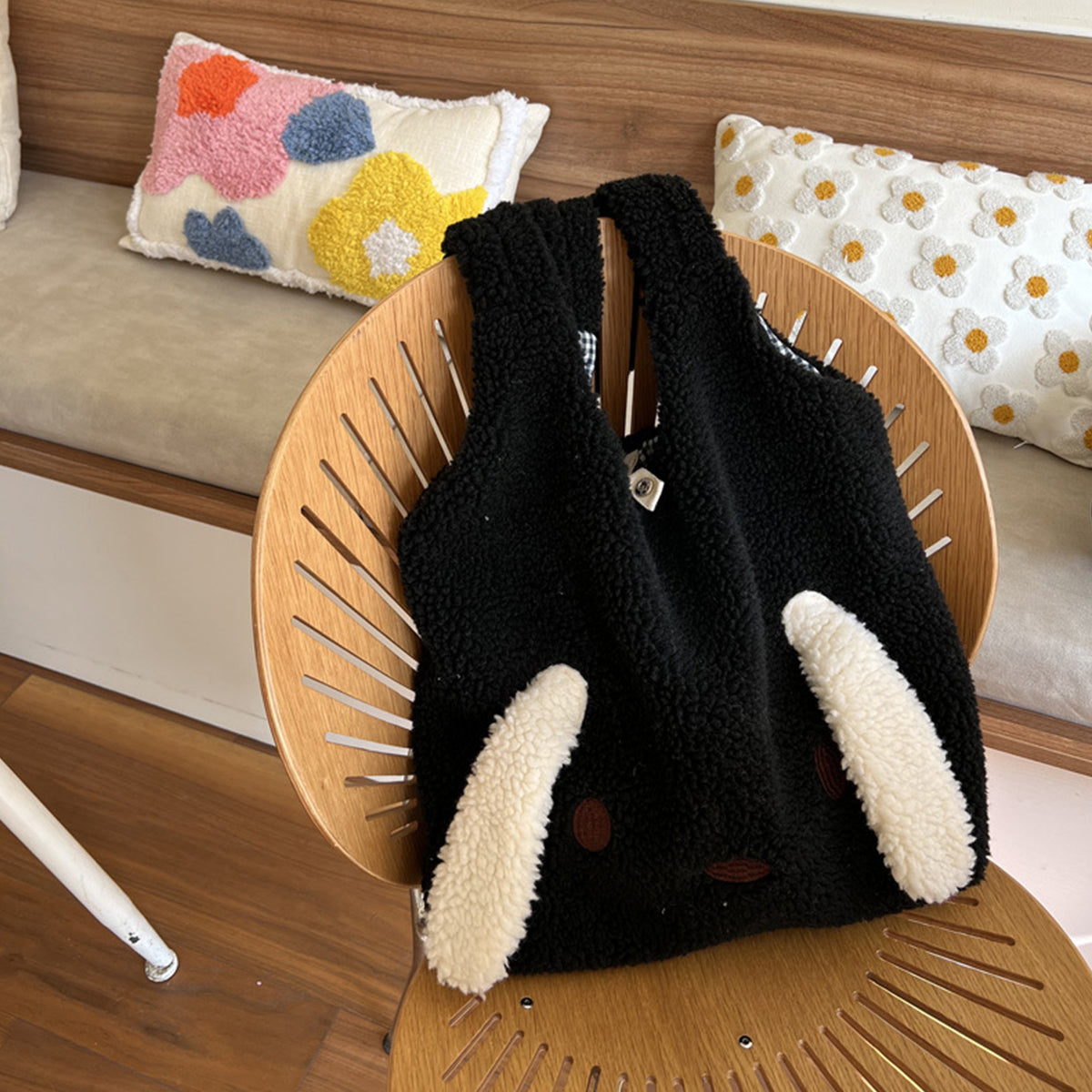 Lambskin Big Ears Bag Plush Dog Shoulder Bag Large Capacity Shopping Bag