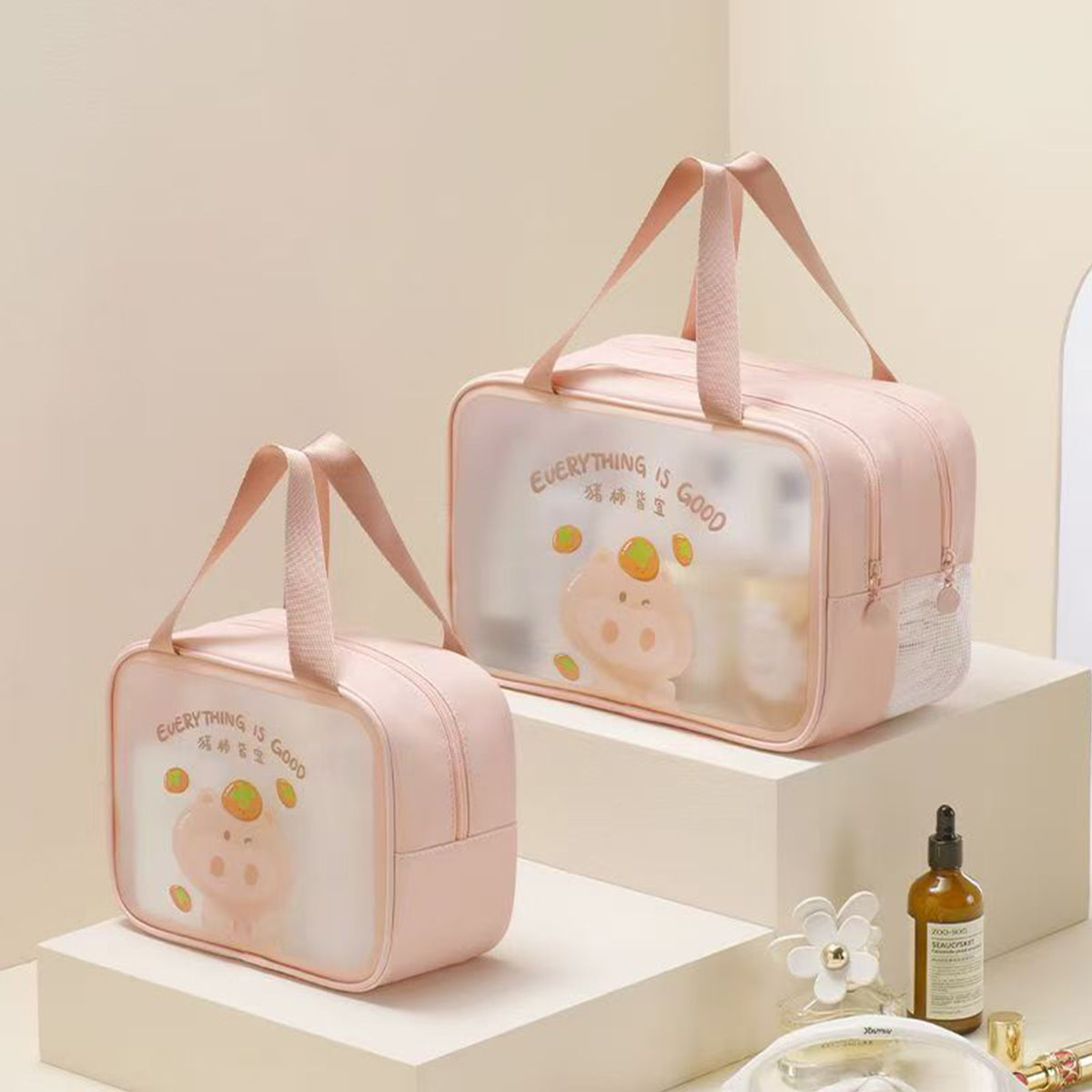 Large Capacity Portable Double-layer Cosmetic Toiletries Storage Bag