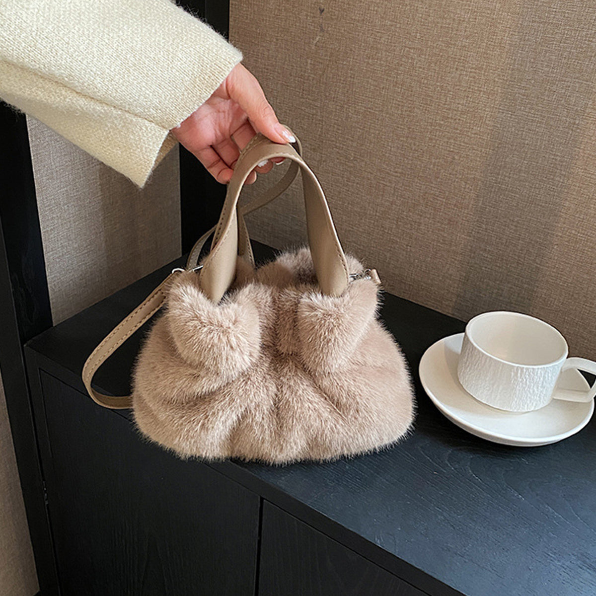 Pleated Plush Bag Handbag Crossbody Bag