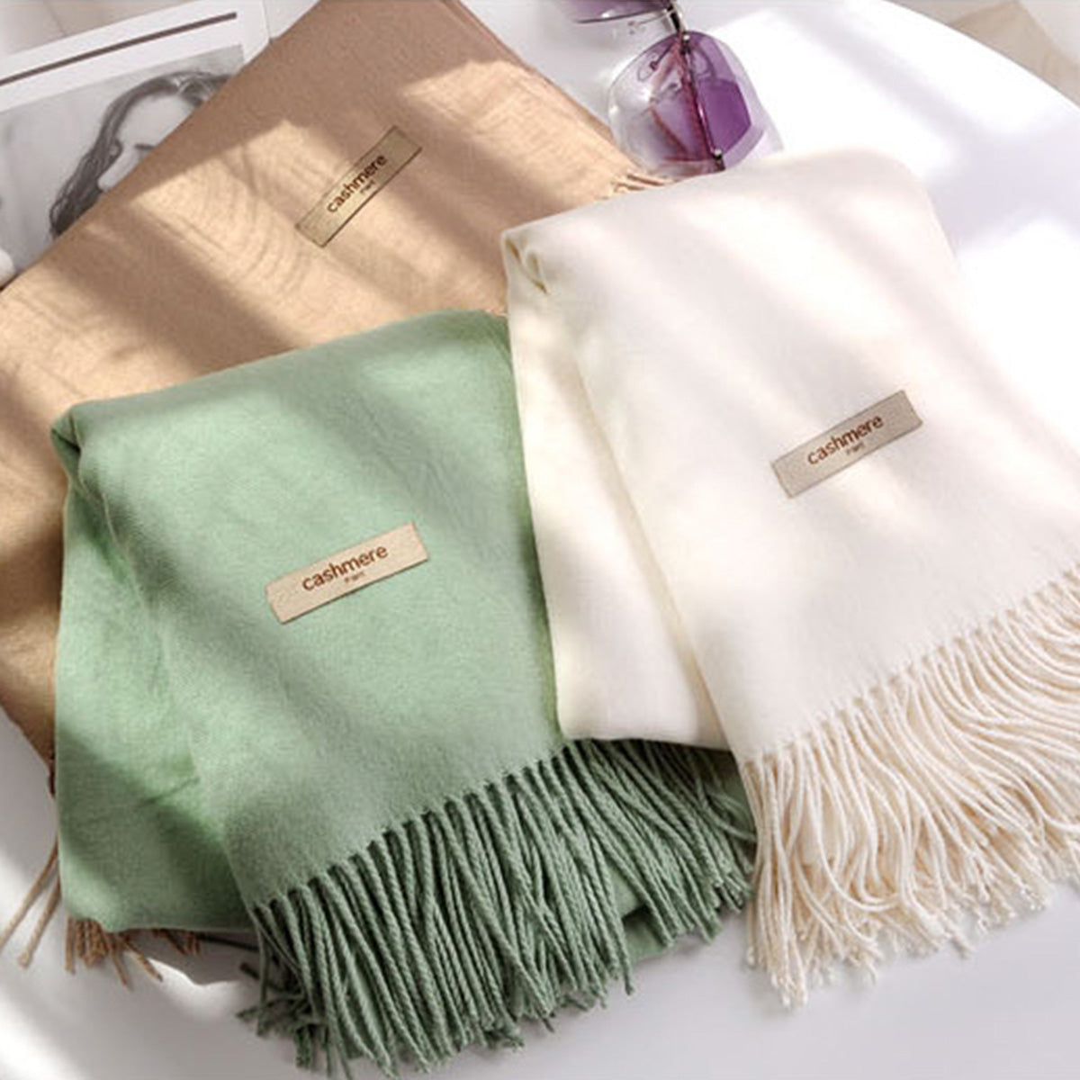 Solid Color Imitation Cashmere Scarf for Women Solid Color Scarf