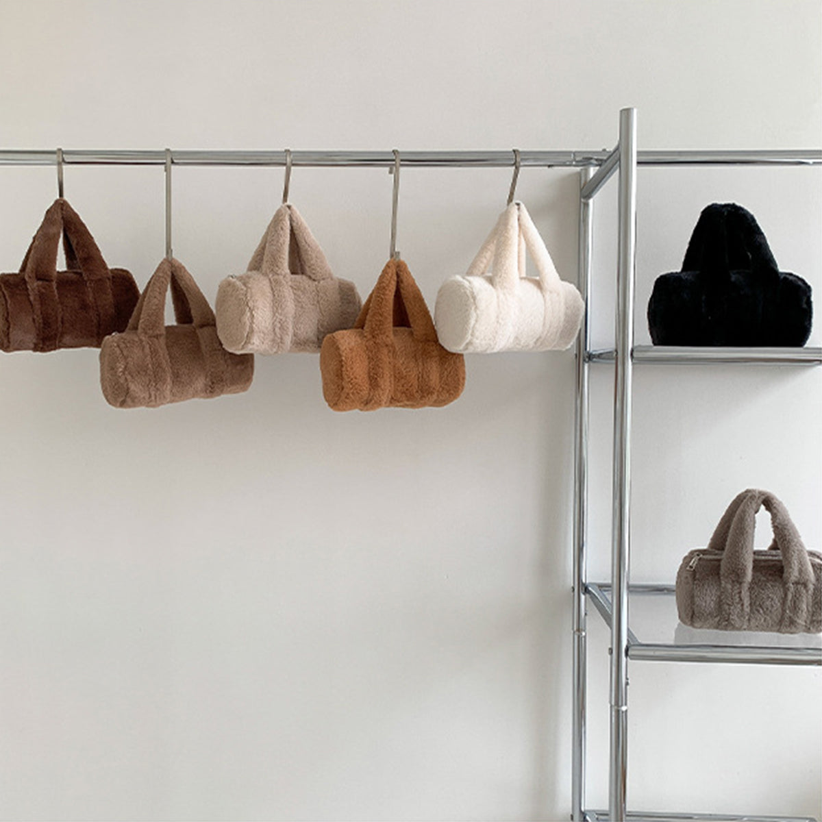 Autumn Winter Cylindrical Handbag Plush Bag