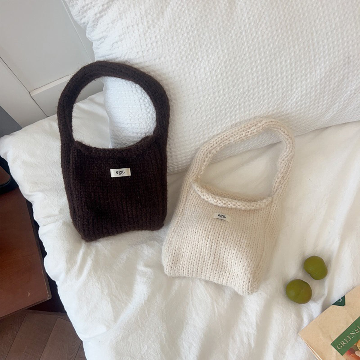 Autumn Winter Wool Knitted Solid Color Handbag