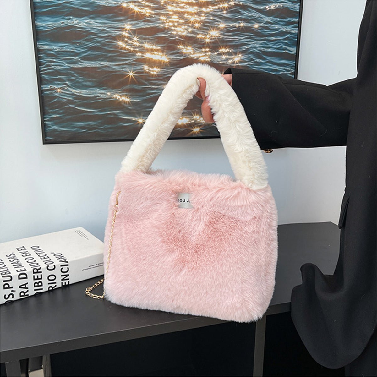 Autumn Winter Crossbody Plush Bucket Bag