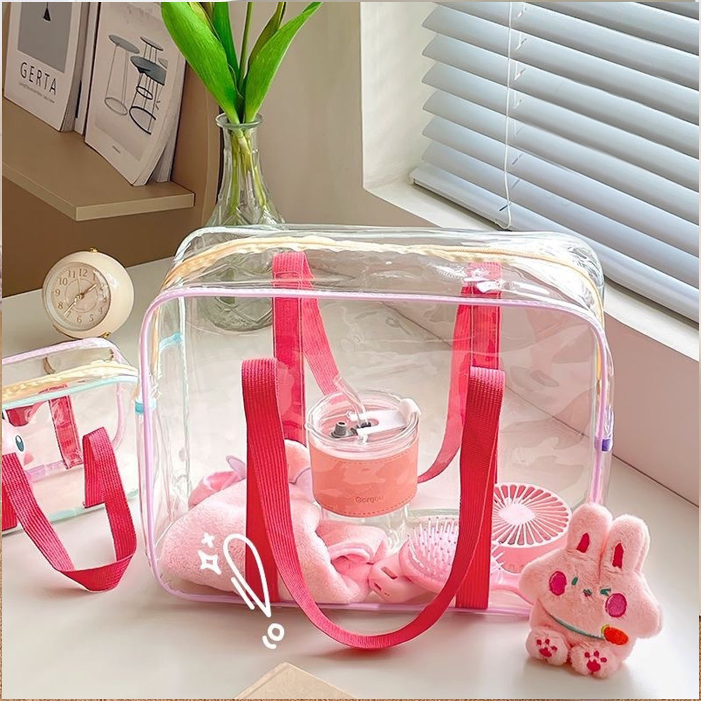 Summer Transparent Makeup Bag for Women Transparent PVC Cosmetics
