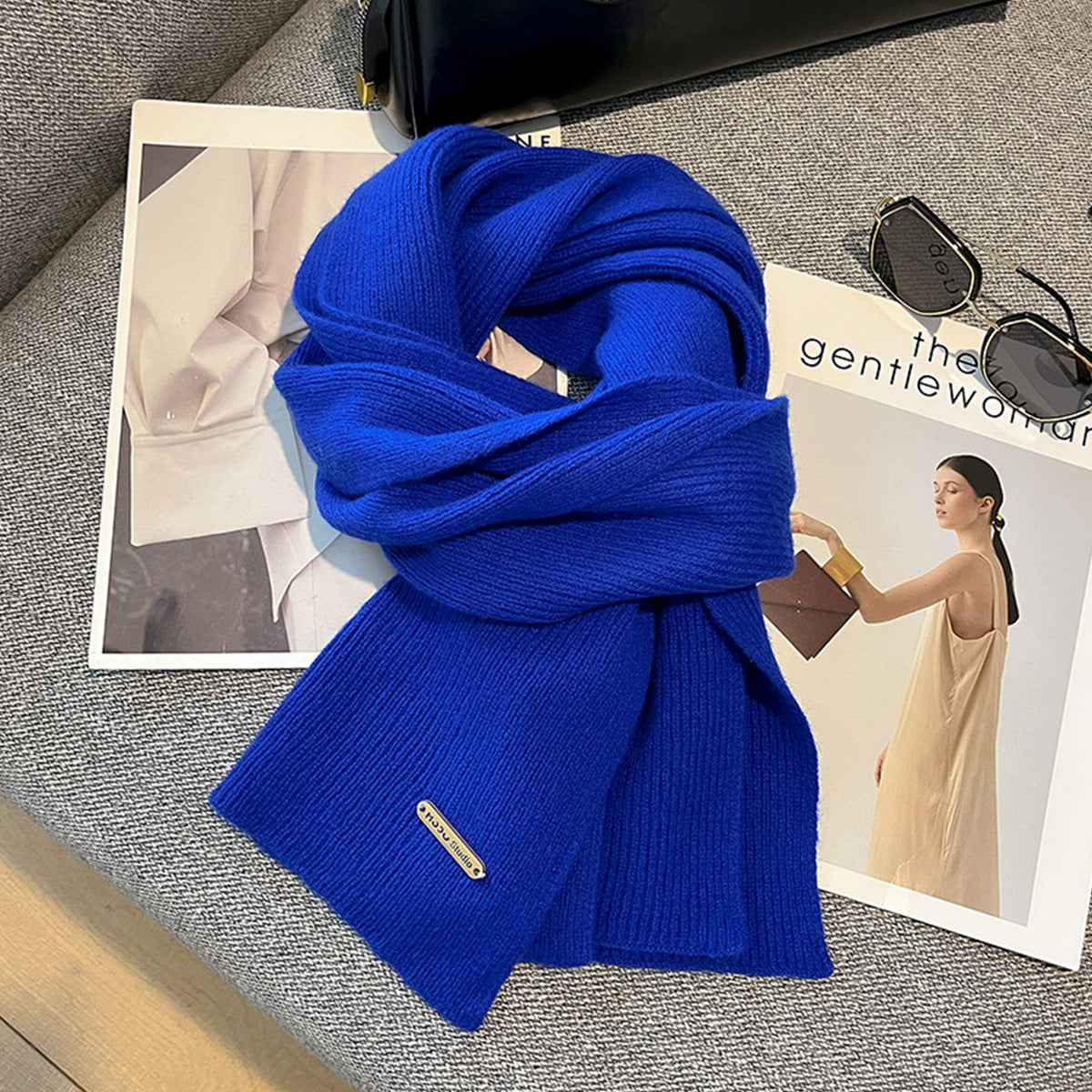 New Knitted Solid Color Small Scarf Thickened Scarf