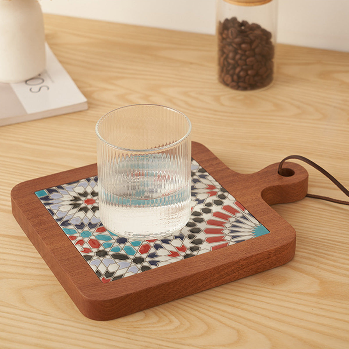 Solid Wood Retro Tile Placemat, Teat Insulation Placemat